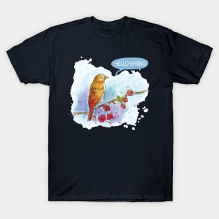 Spring Bird Watercolor T-Shirt